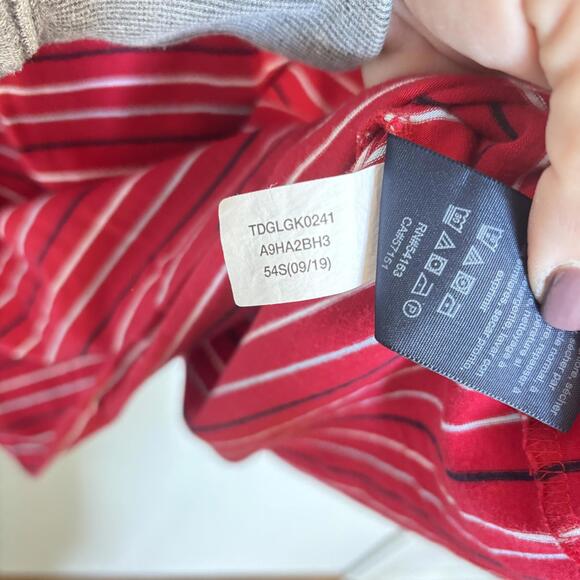 Y2K Tommy Hilfiger Red Striped Lace-Up Short Sleeve Shirt Dress Medium - Picture 5 of 9